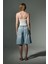 Toka Detaylı Bol Kesim Rahat Baggy Jean Kot Salaş Kadın Bermuda Diz Altı Denim Şort @casoria 5