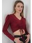936 Sandy Crop Bluz - Bordo 4