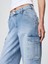Kadın Mavi Mid Rise '90S Loose Kargo Jean Pantolon 2