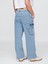 Kadın Mavi Mid Rise '90S Loose Kargo Jean Pantolon 4