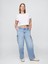 Kadın Mavi Mid Rise '90S Loose Kargo Jean Pantolon 5
