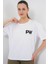 Kadın Baskılı Basic Tişört 4343 - Beyaz 4