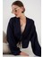 Önü Bağlamalı Keten Kimono 960 - Lacivert 3