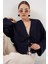 Önü Bağlamalı Keten Kimono 960 - Lacivert 4