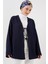 Keten Tesettür Kimono Lacivert Orta Kalınlıkta Kadınlar İçin Şık Tasarım 4