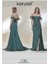 Kenzel Kolları Otriş Detaylı Saten Abiye ELBISE-9121 2