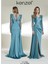 Kenzel Kolları Taş Detaylı Saten Abiye ELBISE-9066 3