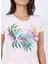 Yuvarlak Yaka Baskılı Pembe Kadın T-Shirt Cn Ss Leaf Trıangle - Mıd Organıc S 4
