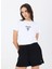 V4YI20KCDH1G011 Colette Crop Tee Beyaz Yuvarlak Yaka Box Fit Desenli Kadın T-Shirt 3