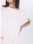 V5GI19I3Z14F6EX Genzıana Crop Tee Pembe Yuvarlak Yaka Box Fit Desenli Kadın T-Shirt 4