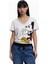 Bisiklet Yaka Baskılı Beyaz Kadın T-Shirt 25SWTKAG 2