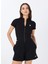 V5GP25KCRS2JBLK Crocus Zıp Tee Siyah Polo Yaka Standart Desenli Kadın T-Shirt 2