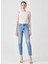 Yüksek Bel Düz Paça Slim Fit Açık Indigo Kadın Denim Pantolon DT11123 1