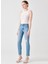 Yüksek Bel Düz Paça Slim Fit Açık Indigo Kadın Denim Pantolon DT11123 2