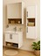 Legna 65 cm Beyaz-Ahşap Renkli Mdf, Seramik Lavabolu Alt - Üst ve Boy Dolaplı Banyo Dolabı Seti 4