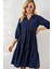 Düğmeli Kısa Kol Elbise 2559 - Lacivert 1