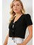 Kısa Kol Crop Bluz 958 - Siyah 4