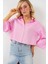Çizgili Oversize Kısa Gömlek 20326 - Pembe 3