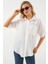 Kısa Kol Keten Görünümlü Gömlek 20336 - Beyaz 3