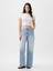 Kadın Açık Mavi High Rise Stride Wide-Leg Jean Pantolon 5