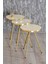 Zigon Sehpa ve Orta Sehpa Kr Gold Metal Ayak Gold Krem Set 3