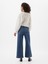 Kadın Koyu Mavi High Rise Wide-Leg Crop Jean Pantolon 4