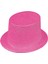 Floresan Pembe Renk Simli Uzun Fötr Melon Şapka 12 cm 1