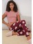 4323 Desenli Pijama Altı - Bordo 1