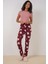 4323 Desenli Pijama Altı - Bordo 2