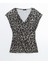 Yeni Sezon Kruvaze Yaka Leopar Desenli Kadin Bluz - S5JS71Z8 4