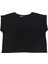 Casual Siyah Katlamalı Kollu Bisiklet Yaka Crop T-Shirt 5