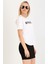 High-Low Yuvarlak Etek Uçlu Kısa Kollu Bisiklet Yaka Baskılı T-Shirt 3