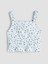 Yeni Sezon Kare Yaka Cicekli Kiz Cocuk Crop Bluz - S5K551Z4 1