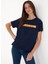 Bisiklet Yaka Lacivert Kadın T-Shirt Georgı 1