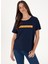 Bisiklet Yaka Lacivert Kadın T-Shirt Georgı 3