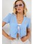 Kısa Kol Crop Bluz 958 - Mavi 3