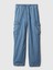 Kadın Mavi High Rise Pull-On Kargo Jean Pantolon 3