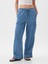 Kadın Mavi High Rise Pull-On Kargo Jean Pantolon 8
