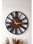 Modern Tarz Siyah Duvar Saati – Kahverengi Detaylı Dekoratif Model 4