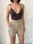 Kemer Detaylı Gabardin Şort Bej S25289 5