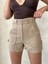 Kemer Detaylı Gabardin Şort Bej S25289 1