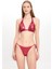 Kadın Deri Görünümlü Çift Spagettili Geniş Üçgen Bikini Takımı 25SW019ST 1