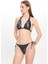 Kadın Deri Görünümlü Çift Spagettili Geniş Üçgen Bikini Takımı 25SW019ST 2
