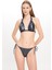 Kadın Deri Görünümlü Çift Spagettili Geniş Üçgen Bikini Takımı 25SW019ST 3