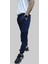 Erkek Jogger Beli ve Paçası Lastikli Keten Indigo Kargo Pantolon 4