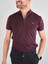 Erkek Fermuarlı Bordo Yakalı Tshirt 1