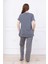 Kadın Ayıcık Desenli Pijama Takımı Gri 7