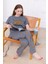 Kadın Ayıcık Desenli Pijama Takımı Gri 1