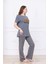Kadın Ayıcık Desenli Pijama Takımı Gri 6