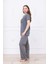 Kadın Ayıcık Desenli Pijama Takımı Gri 9